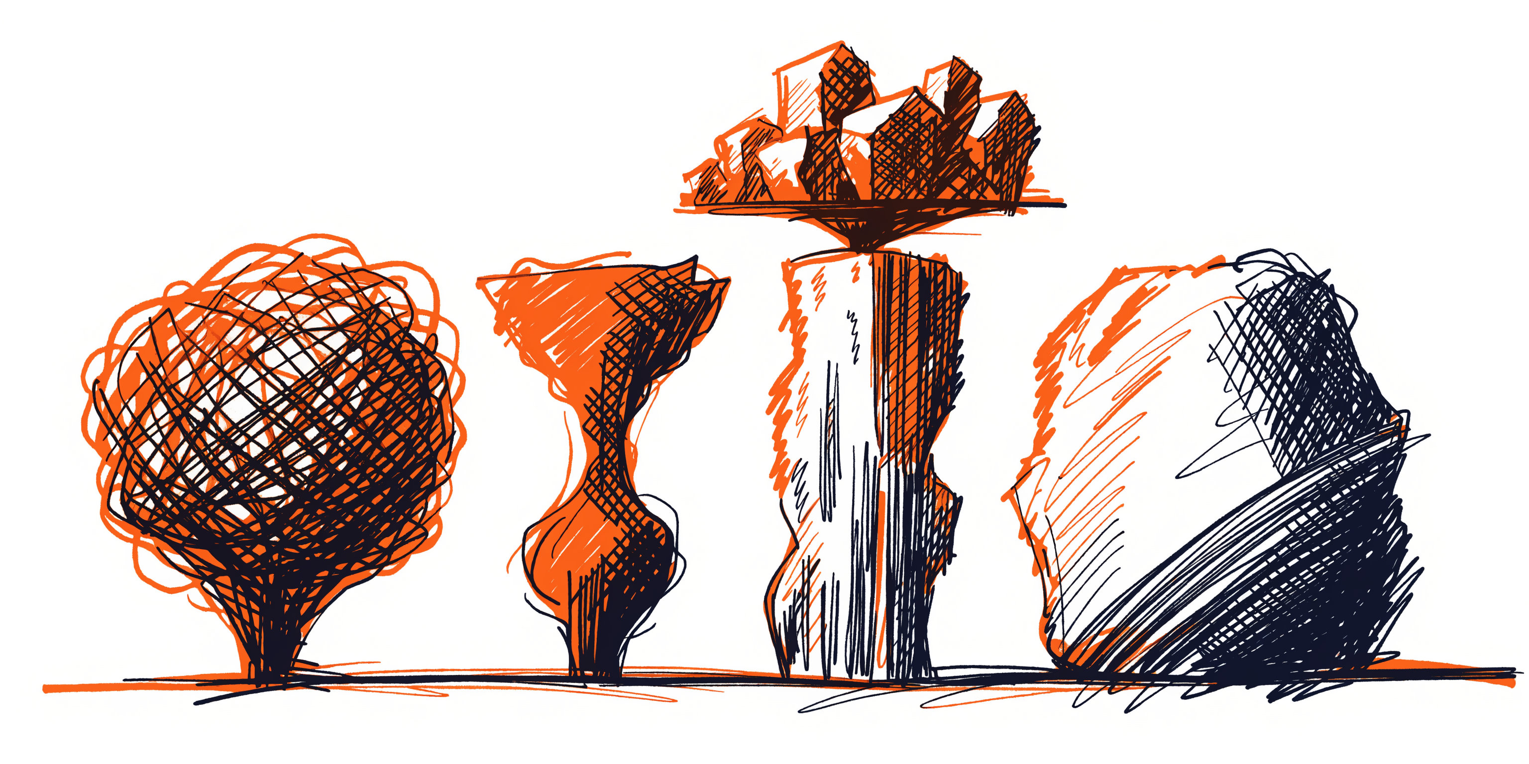 Illustration of four distinct pillars supporting an elevated asset — the four pillars of valuation